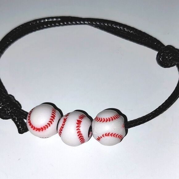 Unisex kids baseball adjustable charm bracelet - Picture 7 of 7